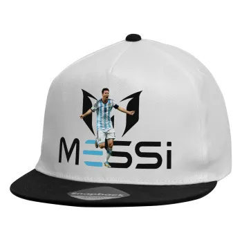 Λιονέλ Μέσι, Leo Messi, Καπέλο παιδικό Flat Snapback, Λευκό (100% ΒΑΜΒΑΚΕΡΟ, ΠΑΙΔΙΚΟ, UNISEX, ONE SIZE)