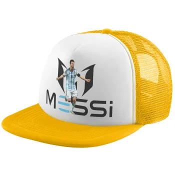 Λιονέλ Μέσι, Leo Messi, Καπέλο Ενηλίκων Soft Trucker με Δίχτυ Κίτρινο/White (POLYESTER, ΕΝΗΛΙΚΩΝ, UNISEX, ONE SIZE)