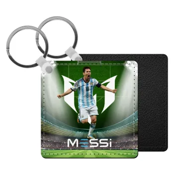 Lionel Messi, Μπρελόκ Δερματίνη, τετράγωνο ΜΑΥΡΟ (5x5cm)