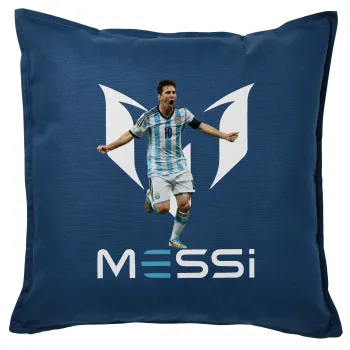 Λιονέλ Μέσι, Leo Messi, Μαξιλάρι καναπέ Μπλε 100% βαμβάκι, περιέχεται το γέμισμα (50x50cm)