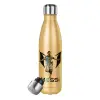 Μεταλλικό παγούρι θερμός Glitter χρυσό (Stainless steel), διπλού τοιχώματος, 500ml