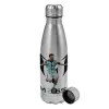 Metallic water bottle, stainless steel, 750ml