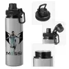 Metallic water bottle with safety cap, 850ml aluminum