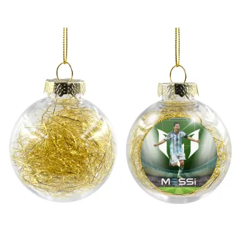 Lionel Messi, Transparent Christmas tree ball ornament with gold filling 8cm