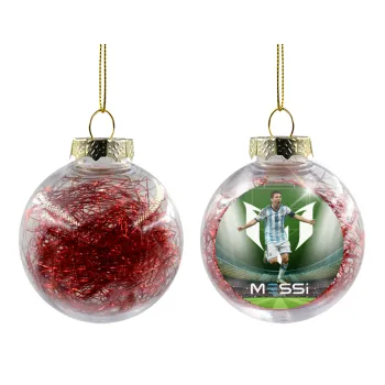 Lionel Messi, Transparent Christmas tree ball ornament with red filling 8cm