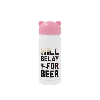 Will Belay For Beer, Ροζ ανοξείδωτο παγούρι θερμό (Stainless steel), 320ml