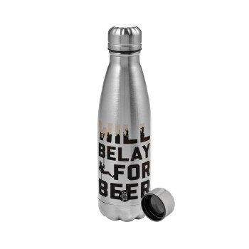 Will Belay For Beer, Μεταλλικό παγούρι νερού, ανοξείδωτο ατσάλι, 750ml