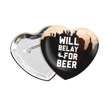 Will Belay For Beer, Κονκάρδα παραμάνα καρδιά (57x52mm)