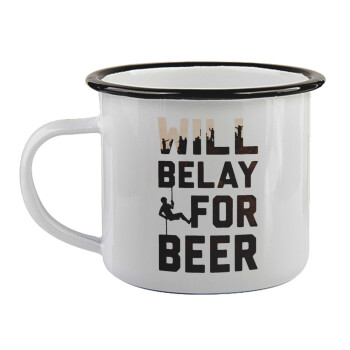 Will Belay For Beer, Κούπα εμαγιέ με μαύρο χείλος 360ml