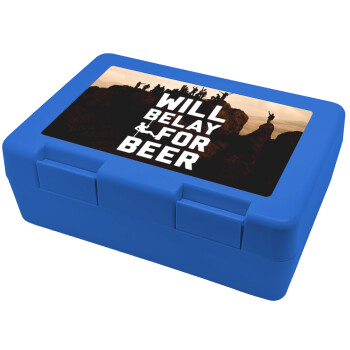 Will Belay For Beer, Children's cookie container BLUE 185x128x65mm (BPA free plastic)