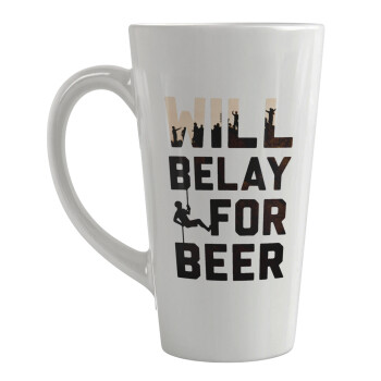 Will Belay For Beer, Κούπα κωνική Latte Μεγάλη, κεραμική, 450ml