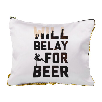 Will Belay For Beer, Τσαντάκι νεσεσέρ με πούλιες (Sequin) Χρυσό