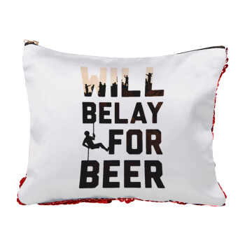 Will Belay For Beer, Τσαντάκι νεσεσέρ με πούλιες (Sequin) Κόκκινο