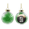 Transparent Christmas tree ball ornament with green filling 8cm