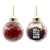 Transparent Christmas tree ball ornament with red filling 8cm