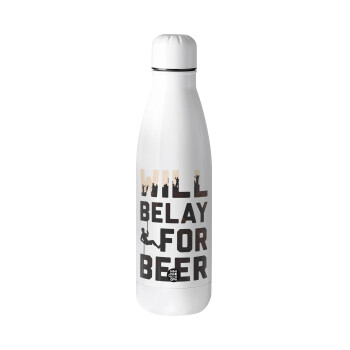 Will Belay For Beer, Μεταλλικό παγούρι Stainless steel, 700ml