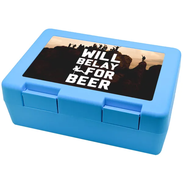 Will Belay For Beer — Παιδικό δοχείο κολατσιού ΓΑΛΑΖΙΟ 185x128x65mm (BPA free πλαστικό)