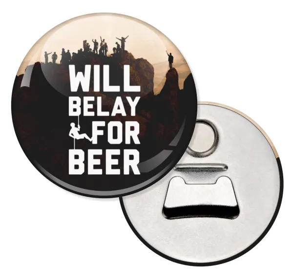 Will Belay For Beer — Μαγνητάκι & Ανοιχτήρι (5.9cm)