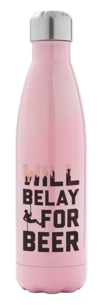 Will Belay For Beer — Metal mug thermos Pink Iridiscent (Stainless steel), double wall, 500ml