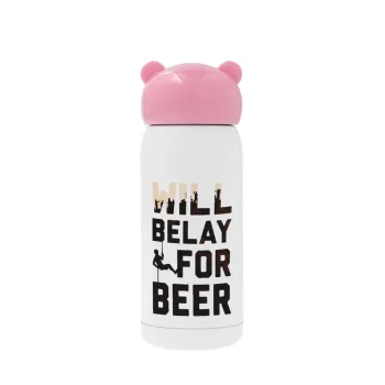 Will Belay For Beer, Ροζ ανοξείδωτο παγούρι θερμό (Stainless steel), 320ml