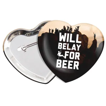 Will Belay For Beer, Κονκάρδα παραμάνα καρδιά (57x52mm)