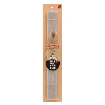 Will Belay For Beer, Easter Set, wooden keychain & scented Easter candle flat (30cm) (GRAY)