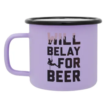 Will Belay For Beer, Κούπα Μεταλλική εμαγιέ ΜΑΤ Light Pastel Purple 360ml