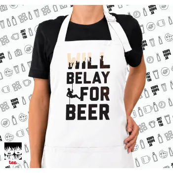 Will Belay For Beer, Ποδιά μακριά Σεφ ολόσωμη με τσέπες white (ΕΝΗΛΙΚΩΝ)