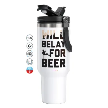 Will Belay For Beer, Mega Tumbler με καπάκι, διπλού τοιχώματος (θερμό) 1,2L