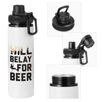 Will Belay For Beer, Μεταλλικό παγούρι νερού με καπάκι ασφαλείας, αλουμινίου 850ml