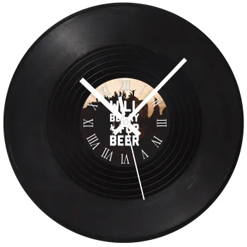Will Belay For Beer, Ρολόι τοίχου Βινύλιο (30cm)