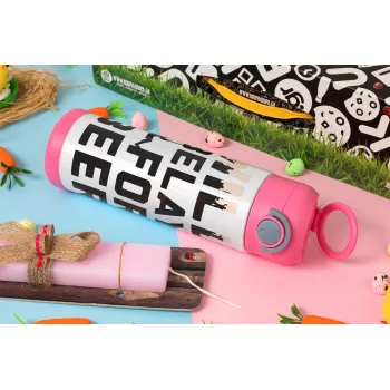 Will Belay For Beer, Πασχαλινή Λαμπάδα με Παιδικό παγούρι θερμό, ανοξείδωτο, με καλαμάκι ασφαλείας, ΡΟΖ (500ml)