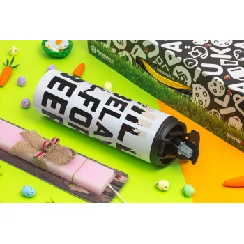 Will Belay For Beer, Easter candle,Travel Tumbler 2 Lids, with metal straw & cleaning brush & aromatic flat candle (30cm) (PINK)