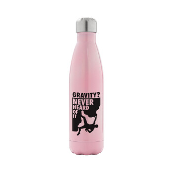 Gravity? Never heard of that!, Metal mug thermos Pink Iridiscent (Stainless steel), double wall, 500ml