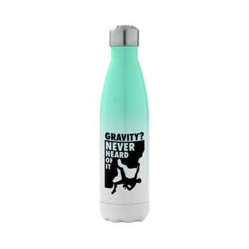 Gravity? Never heard of that!, Metal mug thermos Green/White (Stainless steel), double wall, 500ml
