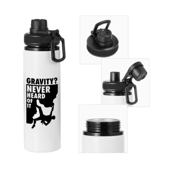 Gravity? Never heard of that!, Metal water bottle with safety cap, aluminum 850ml