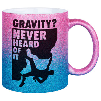 Gravity? Never heard of that!, Κούπα Χρυσή/Μπλε Glitter, κεραμική, 330ml