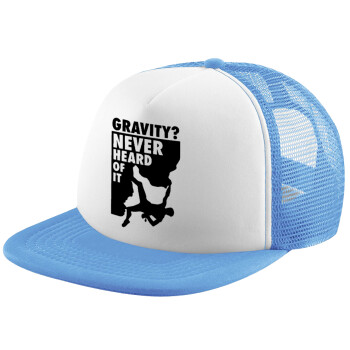 Gravity? Never heard of that!, Καπέλο Soft Trucker με Δίχτυ Γαλάζιο/Λευκό
