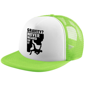 Gravity? Never heard of that!, Καπέλο παιδικό Soft Trucker με Δίχτυ ΠΡΑΣΙΝΟ/ΛΕΥΚΟ (POLYESTER, ΠΑΙΔΙΚΟ, ONE SIZE)