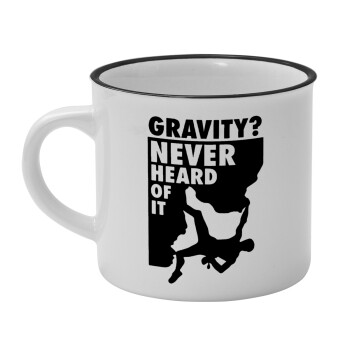 Gravity? Never heard of that!, Κούπα κεραμική vintage Λευκή/Μαύρη 230ml