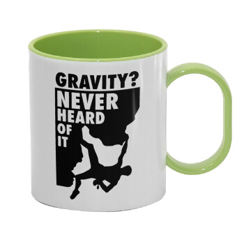 Gravity? Never heard of that!, Κούπα (πλαστική) (BPA-FREE) Polymer Πράσινη για παιδιά, 330ml