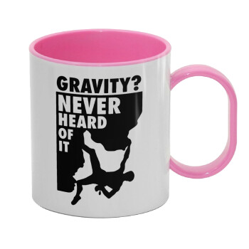 Gravity? Never heard of that!, Κούπα (πλαστική) (BPA-FREE) Polymer Ροζ για παιδιά, 330ml