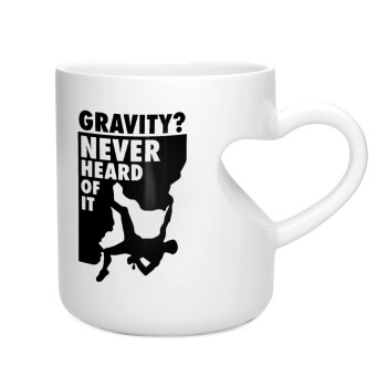 Gravity? Never heard of that!, Κούπα καρδιά λευκή, κεραμική, 330ml