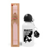 Easter Set, metallic aluminum bottle (500ml) & aromatic flat Easter candle (30cm) (PINK)