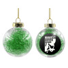 Transparent Christmas tree ball ornament with green filling 8cm