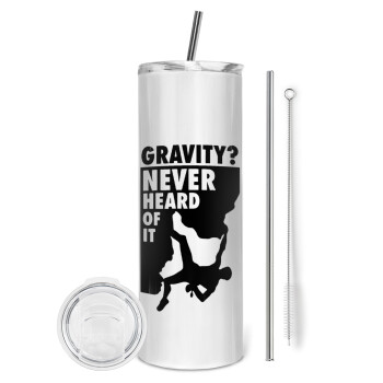 Gravity? Never heard of that!, Tumbler stainless steel 600ml, with metal straw & cleaning brush