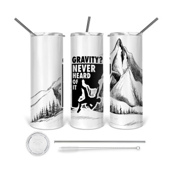 Gravity? Never heard of that!, 360 Eco friendly stainless steel tumbler 600ml, with metal straw & cleaning brush