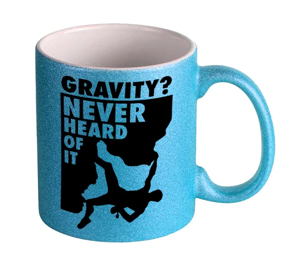Gravity? Never heard of that! — Κούπα Σιέλ Glitter που γυαλίζει, κεραμική, 330ml