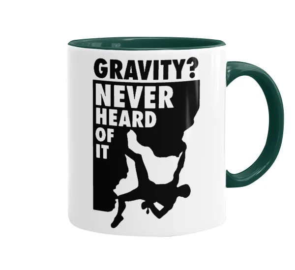 Gravity? Never heard of that! — Κούπα χρωματιστή πράσινη, κεραμική, 330ml