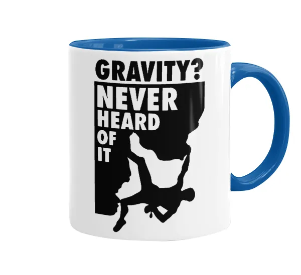 Gravity? Never heard of that! — Mug colored blue, ceramic, 330ml